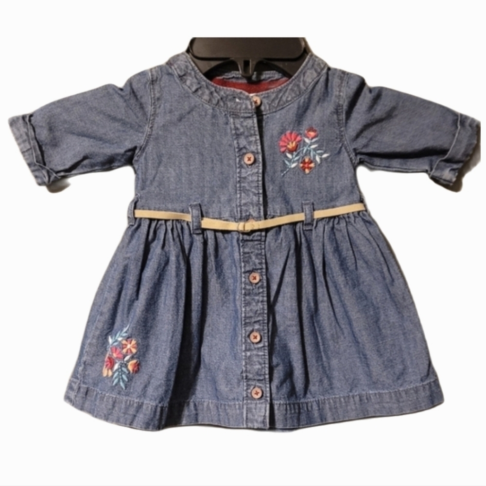 Carter's Dress Denim Embroidry Belt Dress 6M